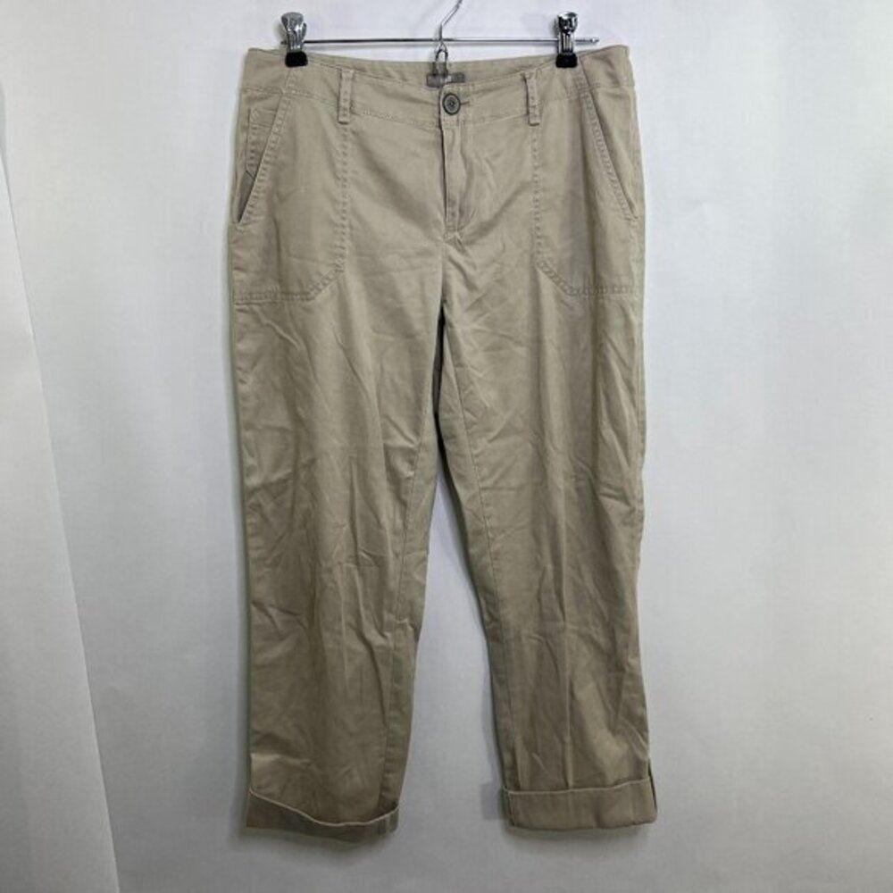 J Jill Capris 8‎ Petite 8P Beige Cuffed Khaki Stretch Cotton Tan Cropped